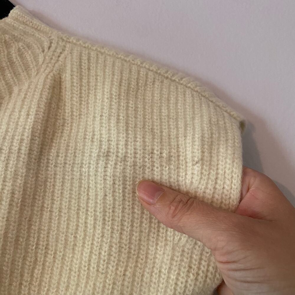 Maeve Cream Knit High Neck Sleeveless Sweater Top Minimalist Lambswool Small - Picture 10 of 10